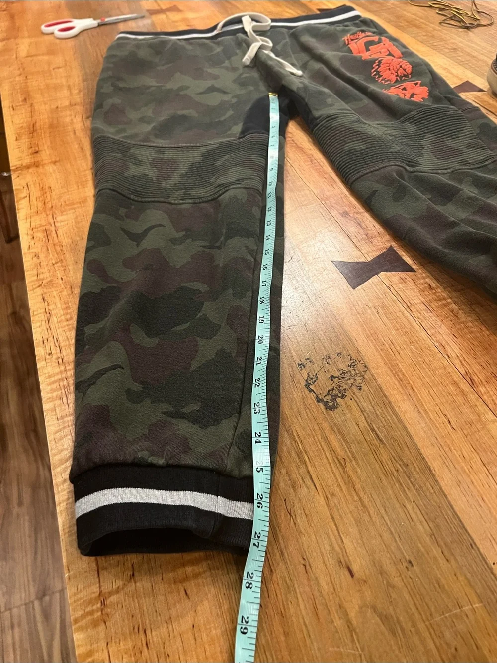 Hustle Gang Camo Green Joggers with Orange Logo